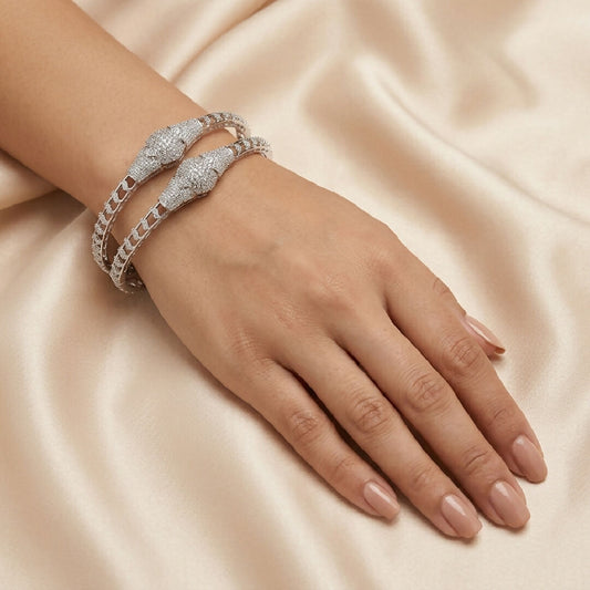 Zircon Pavé Silver Bangles
