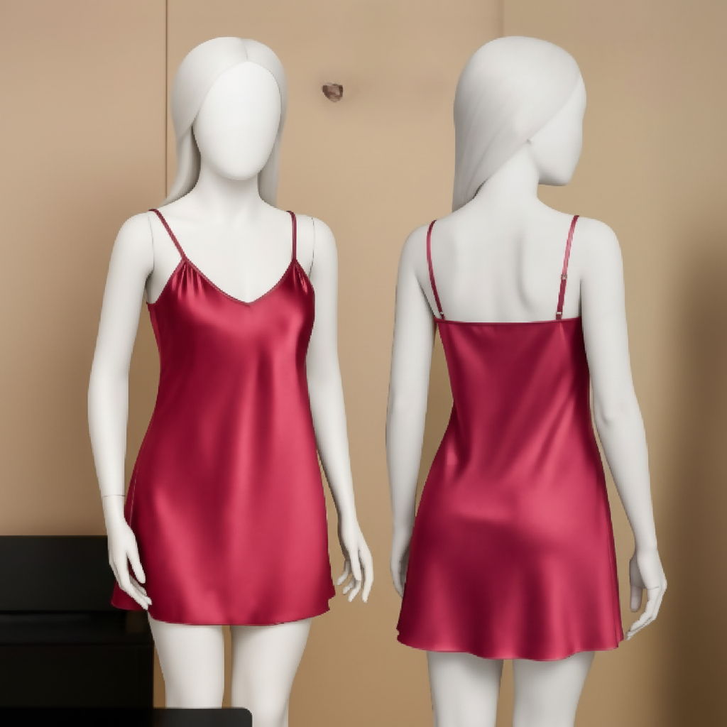 Satin Slip Dress Sleeveless Camisole Free Size