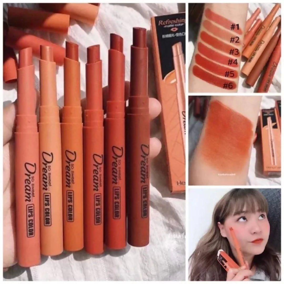 Hengfang Matte Dream Lipstick Set 6-Piece Long-Lasting Nude Shades Waterproof Smooth Finish