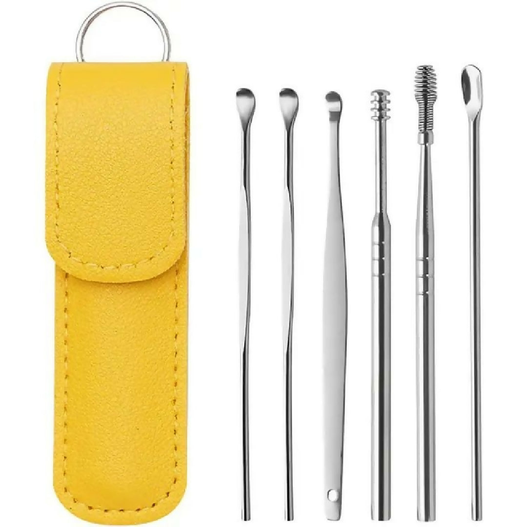 Ear Wax Cleaning Kit 6 Pcs Ear Pick Tools Wax Removal Kit Ear Cleaning Tool Set Spring Earwax Cleaner Tool for Children and Adult