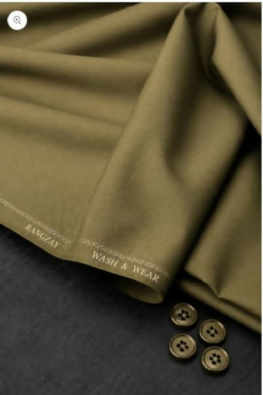 Army Green Wash n Wear unstitched four meter fabric