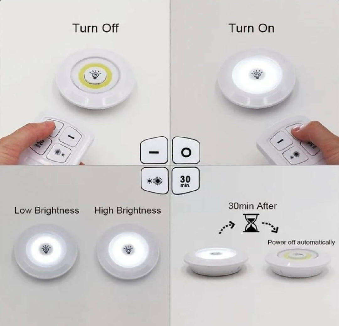 3 Pec Tap LED Light With Remote Control Cell Operated