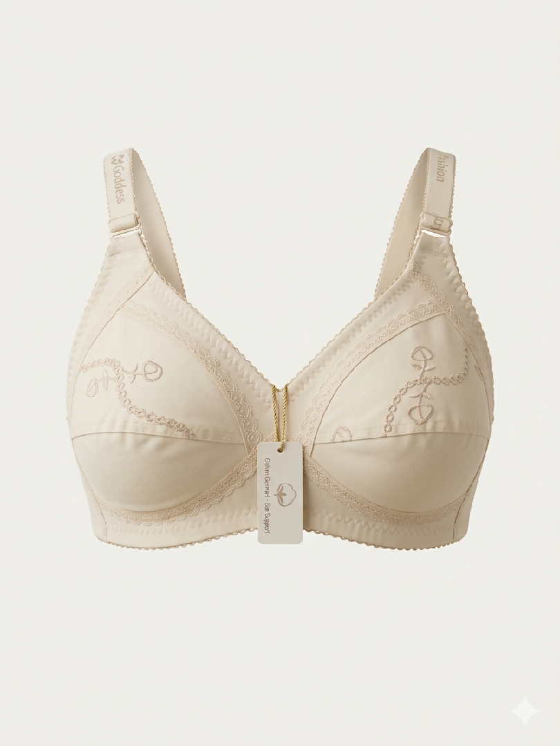Premium Embroidered Cotton Bra Non Padded Wireless Comfortable Everyday Wear