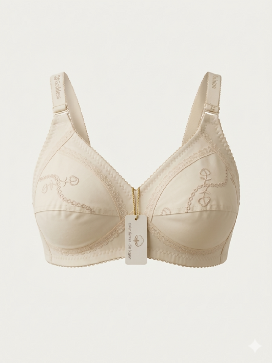 Premium Embroidered Cotton Bra Non Padded Wireless Comfortable Everyday Wear