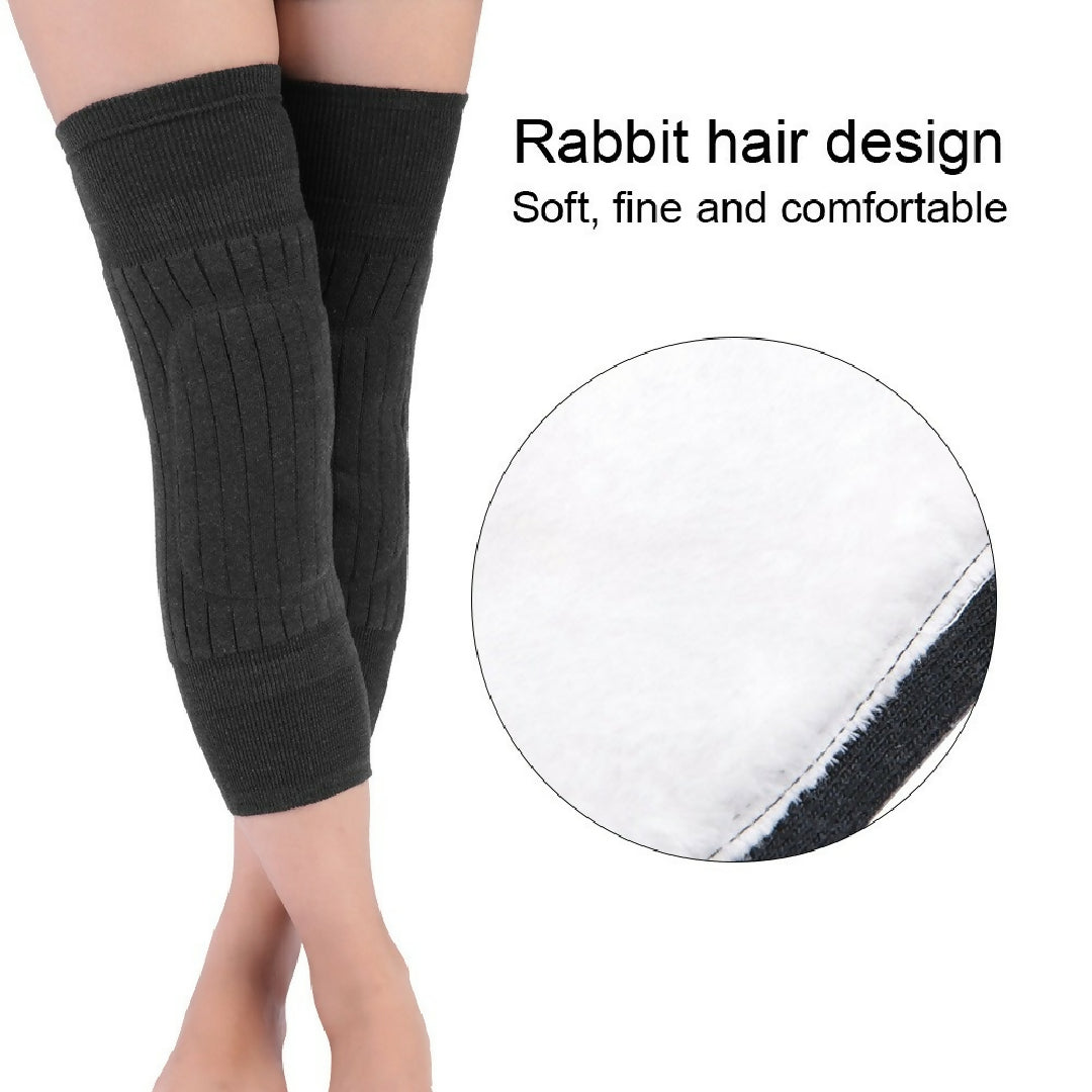 Unisex Wool Knee Length Leg Warmers Plain Black Comfortable Stylish Winter Wear Easy to Wear Without Belt 1 Pair