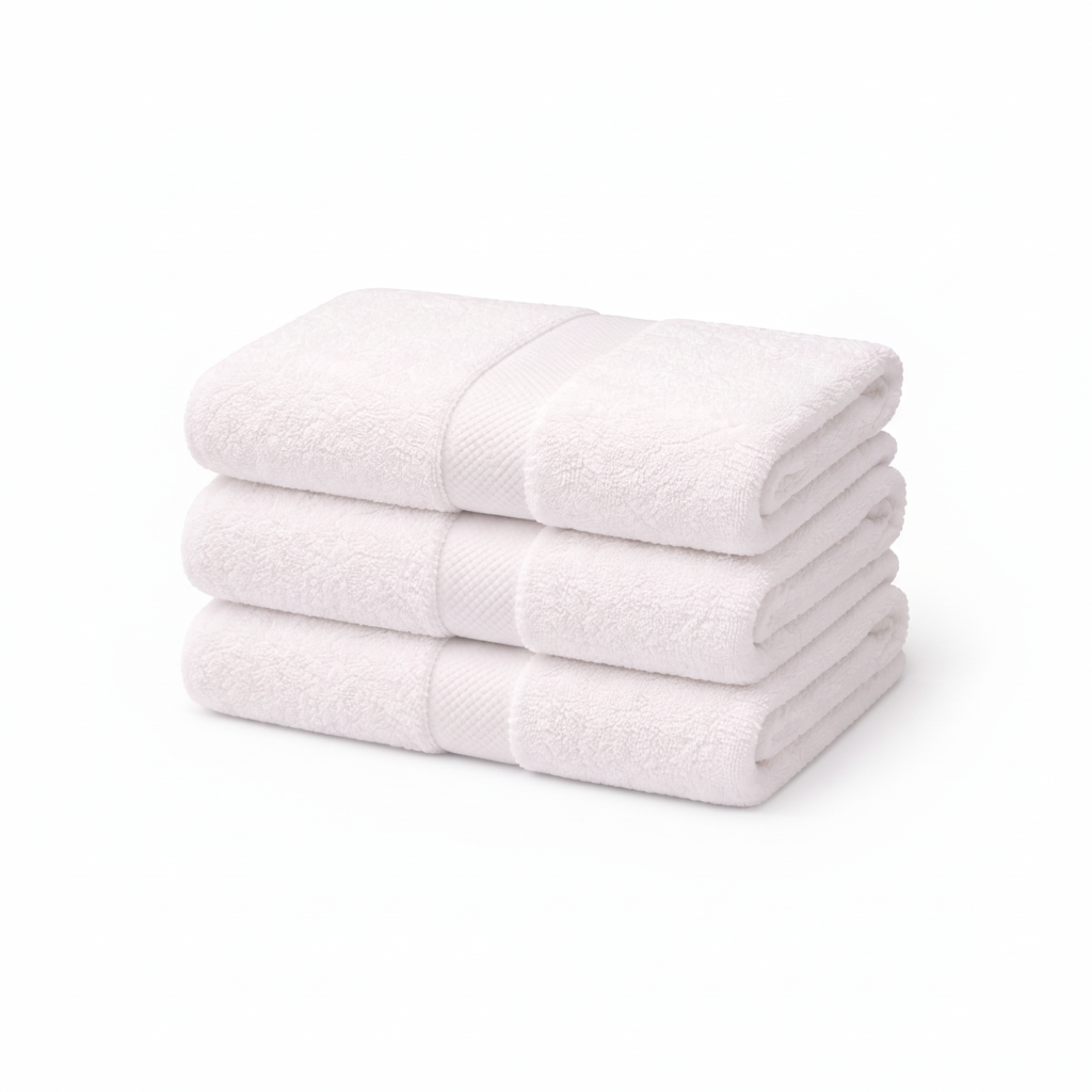 500 GSM Combed Cotton Towel Set Pack of 3 (Hand, Bath & Bath Sheet) White