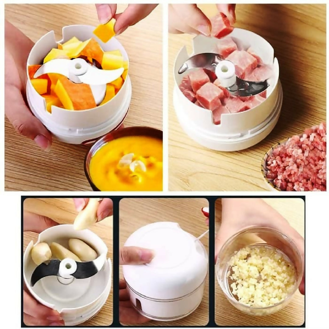 Mini Food Chopper - Hand-Powered Meat Grinder Mincer Mixer and Blender for Fruits Vegetables Nuts and Meat - Powerful and Portable Kitchen Tool