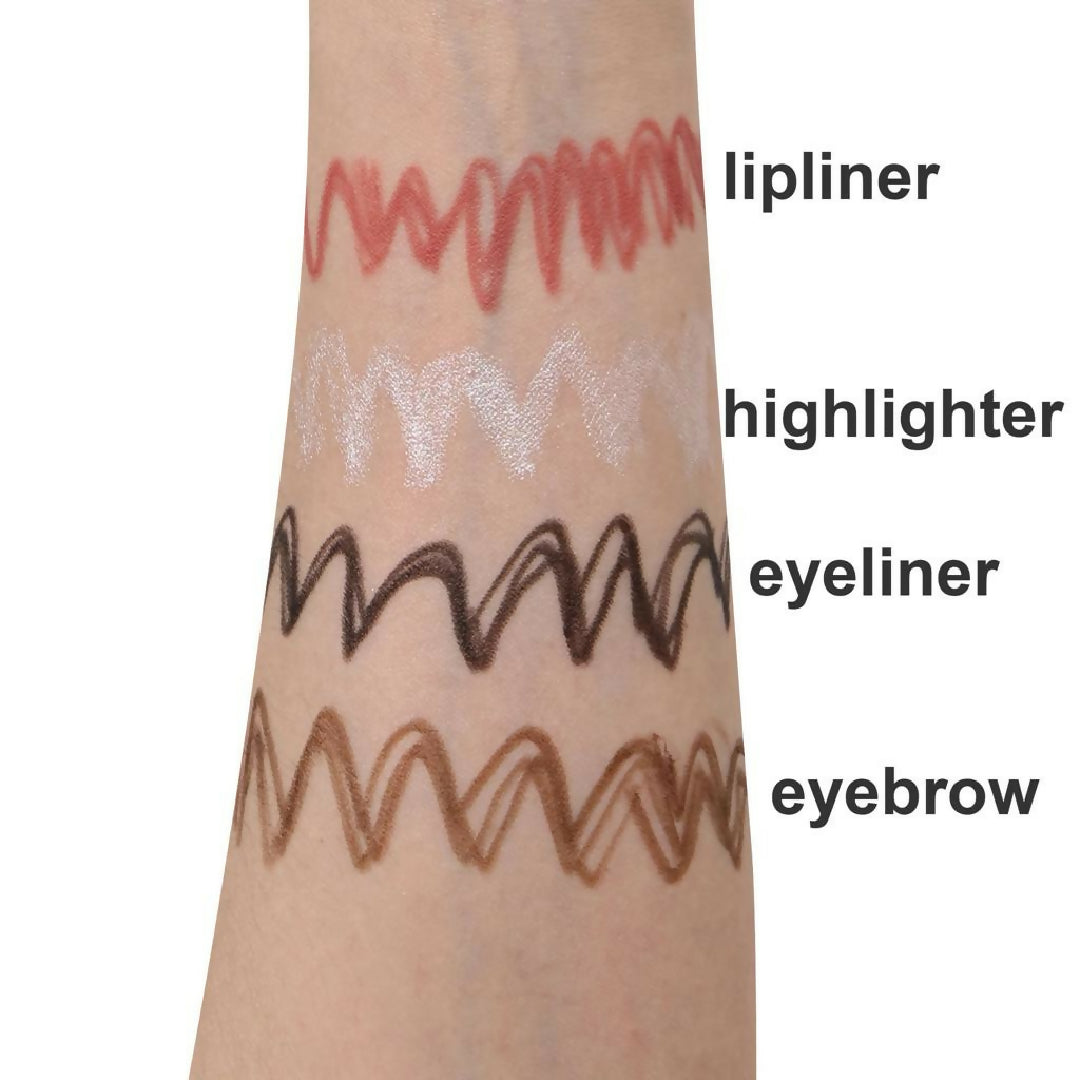Multi-effect 4 In 1 Eyeliner Eyebrow Pencil Contour Pen Long Lasting Waterproof for girls eyeliner lipstick highlighter brow liner all in one Random Color