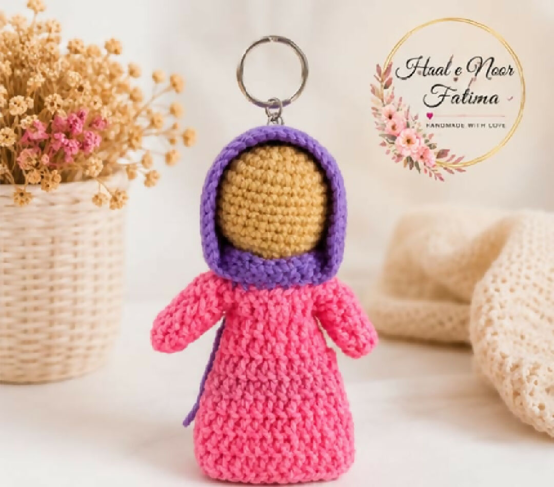 Handmade Crochet Hijabi Doll Keychain Charm gift
