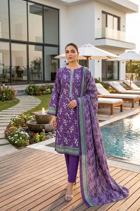 Mushtaq 3Pcs Unstitched Printed Lawn Poshak Collection Desgin - 4