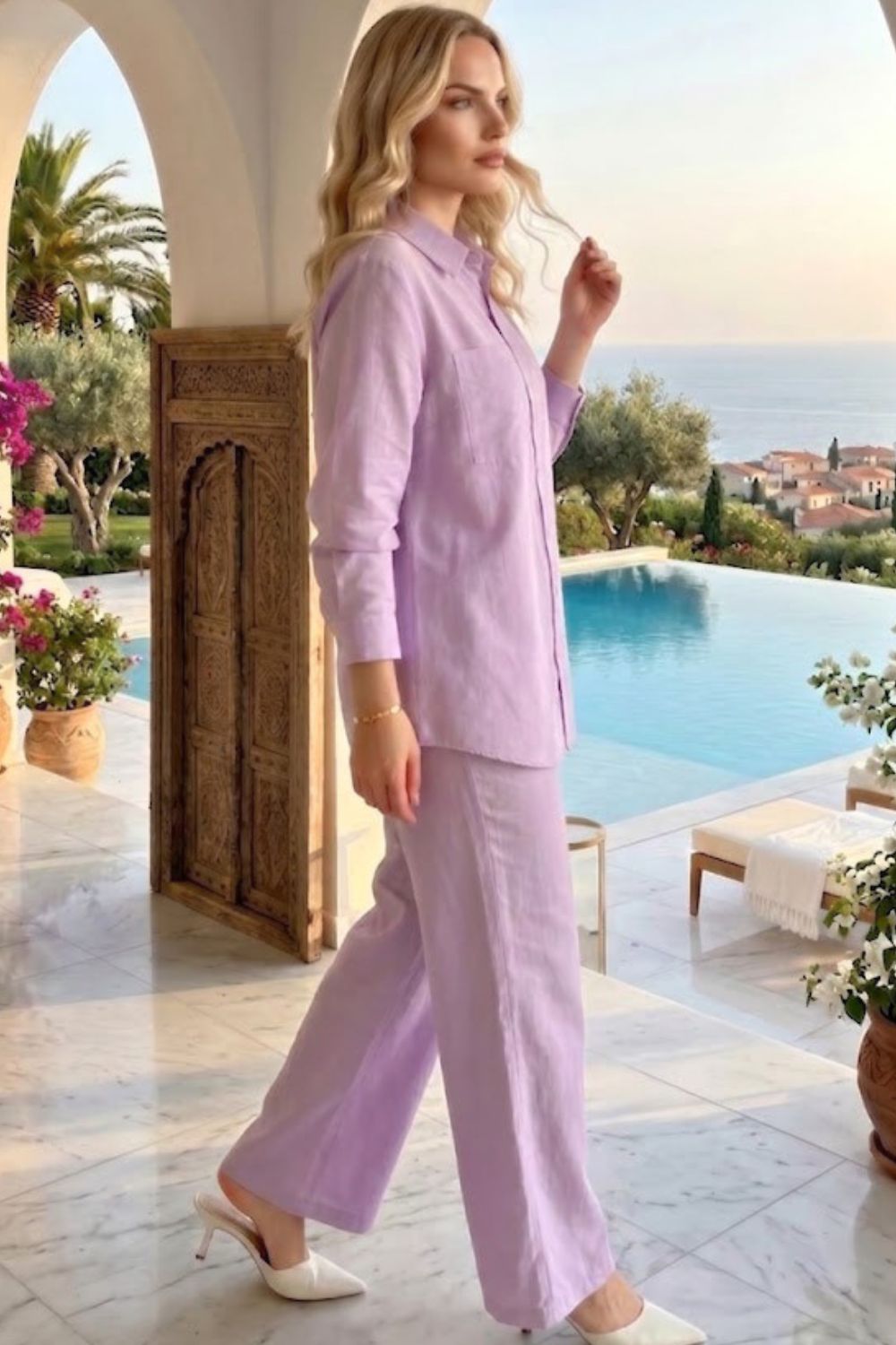 Mushtaq Stitched Plain Co-ords Lawn Suit Collection Desgin - 5