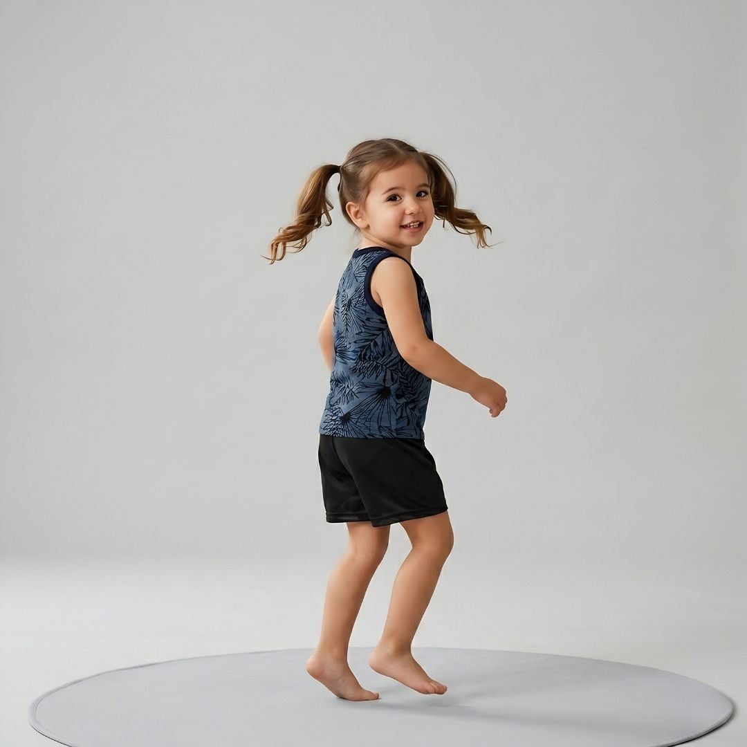 Kids Sandos & Shorts | Pack Of 3 | Printed Lines, Flowers & Doodles