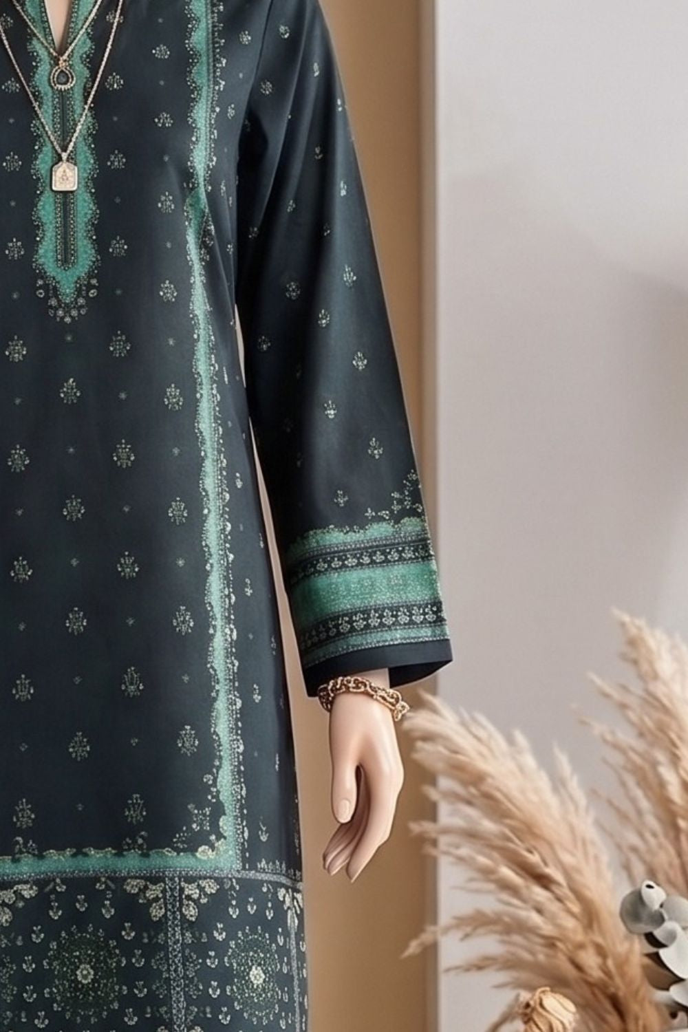 Mushtaq AMBER Collection 3Pcs Unstitched Printed Lawn Desgin - 5