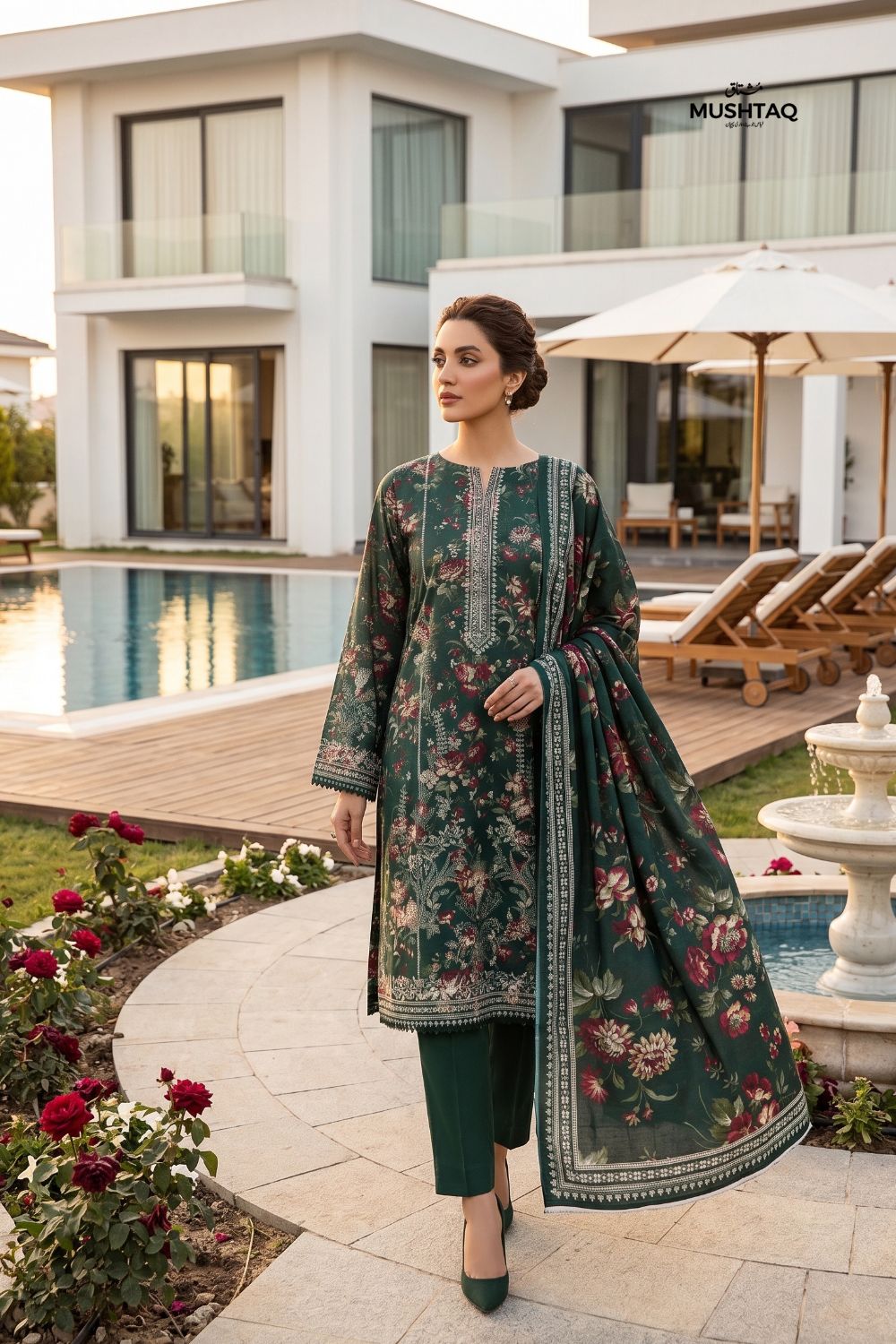 Mushtaq 3Pcs Unstitched Printed Lawn Zayra Collection Desgin - 4