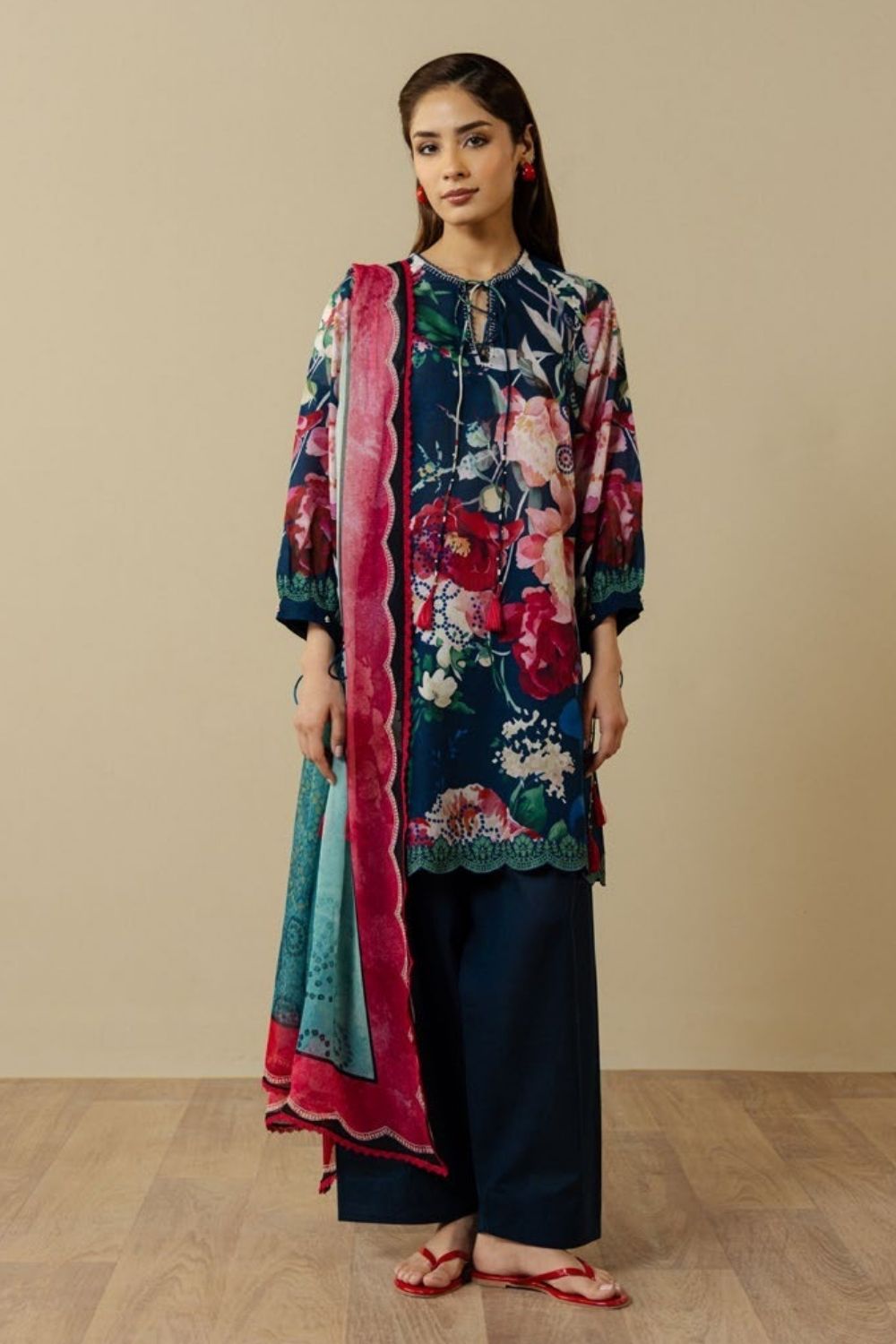 Zara Shahjahan 3 Pc Unstitched  Printed Lawn Suit Avena-3A