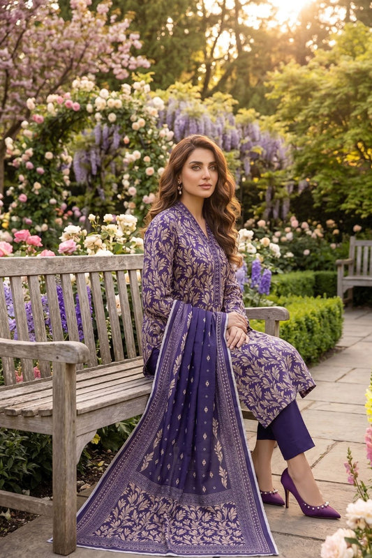 Mushtaq 3Pcs Unstitched Printed Lawn Suit Emaan Collection Desgin - 4
