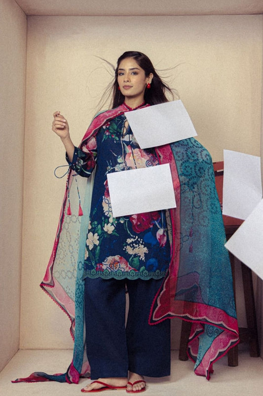Zara Shahjahan 3 Pc Unstitched  Printed Lawn Suit Avena-3A