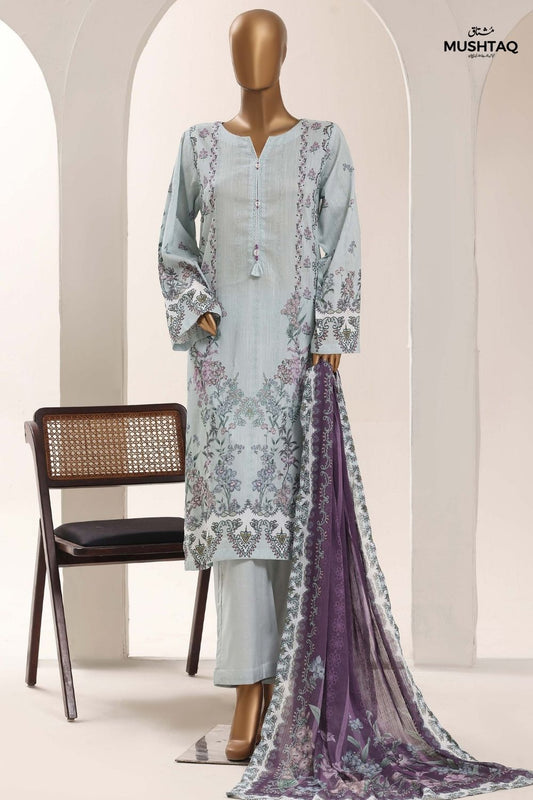 Mushtaq 3Pcs Stitched Printed Lawn Sadabahar Collection Desgin - 6