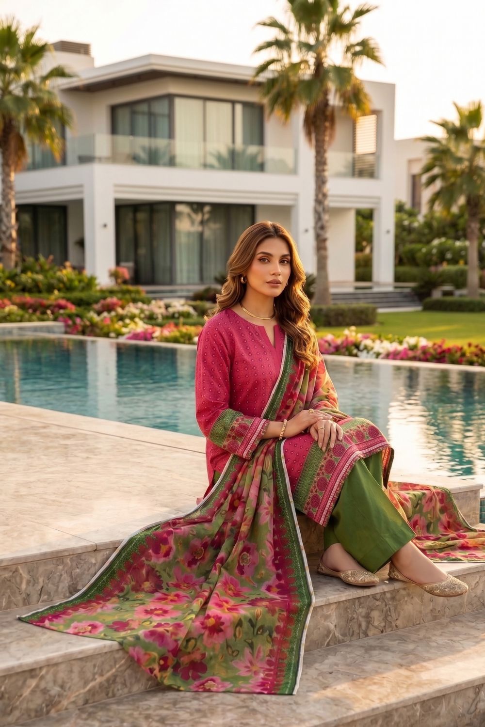 Mushtaq 3Pcs Unstitched Printed Lawn Sapphire Collection Desgin - 4