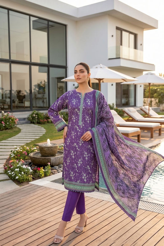 Mushtaq 3Pcs Unstitched Printed Lawn Poshak Collection Desgin - 4