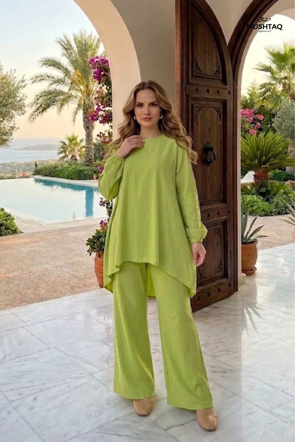 Mushtaq Stitched Plain Co-ords Lawn Suit Collection Desgin - 6