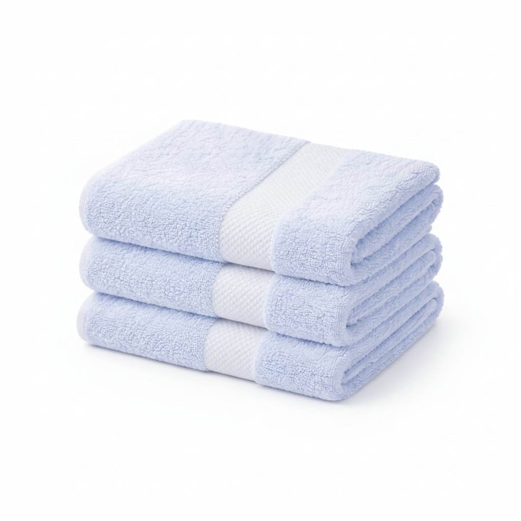 500 GSM Combed Cotton Towel Set Pack of 3 (Hand, Bath & Bath Sheet) Sky Blue