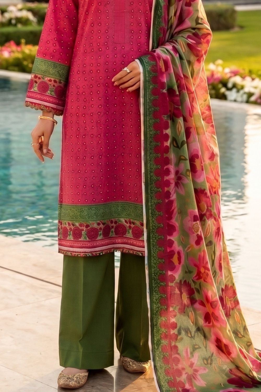 Mushtaq 3Pcs Unstitched Printed Lawn Sapphire Collection Desgin - 4