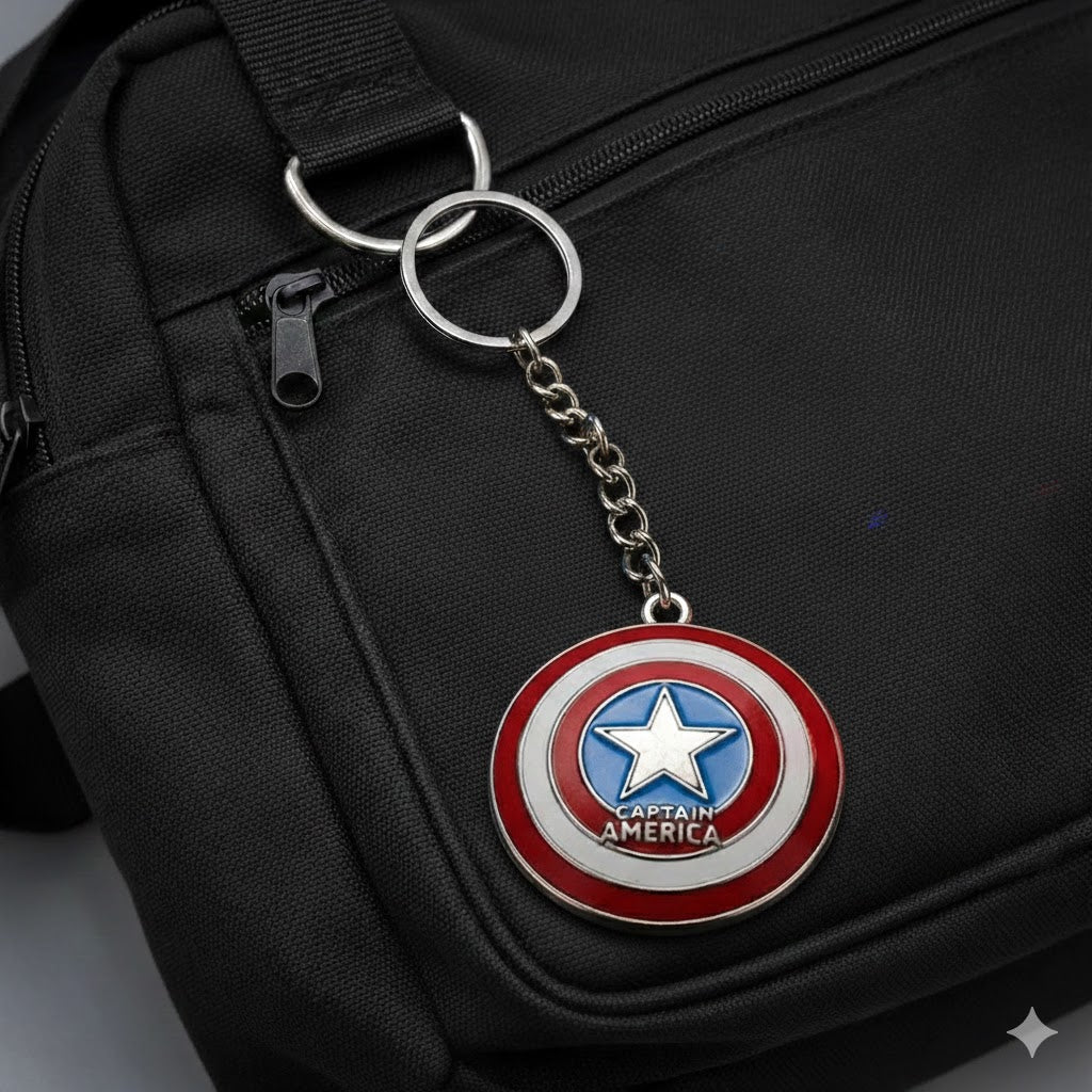 Super Heros face Keychain Captain America Shield