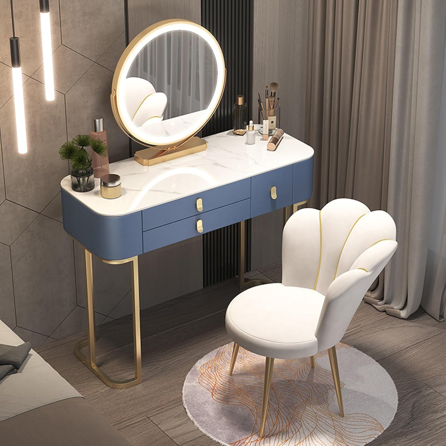 LED Vanity Desk with Illuminated Mirror – 3 Light Modes, Storage Drawers & Cabinet (80x40x78cm)