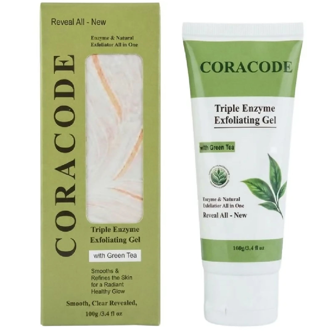 Coracode Triple Enzyme Exfoliating Gel with Green Tea Facial Exfoliating Gel for Dead Skin and Skin Texture 100g