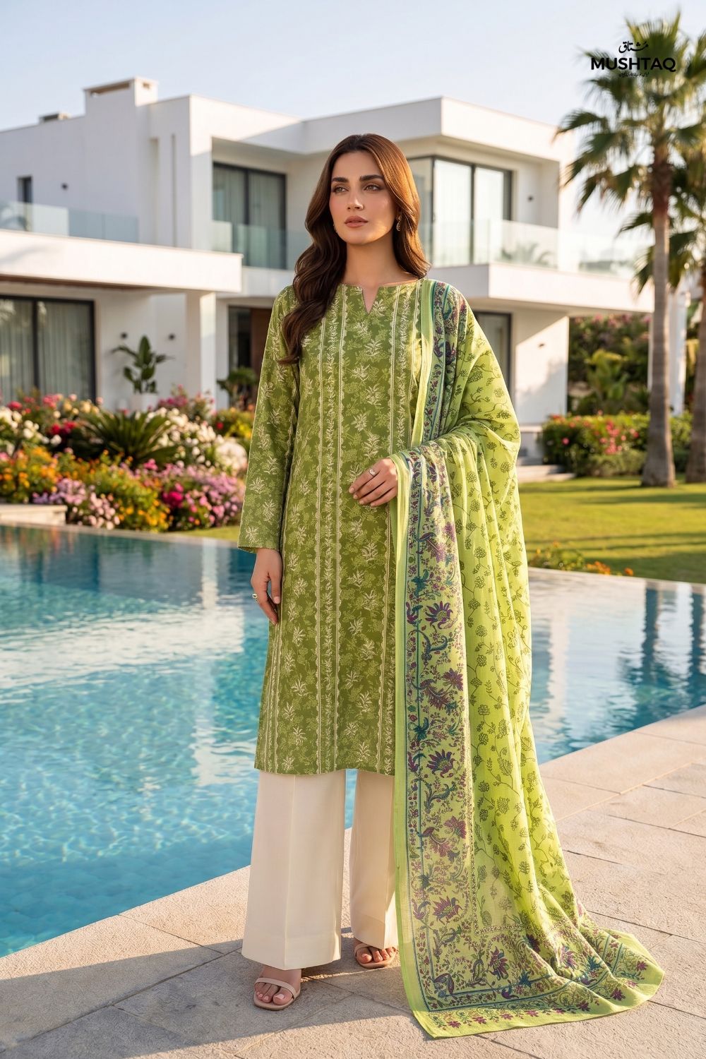 Mushtaq 3Pcs Unstitched Printed Lawn Sapphire Collection Desgin - 6