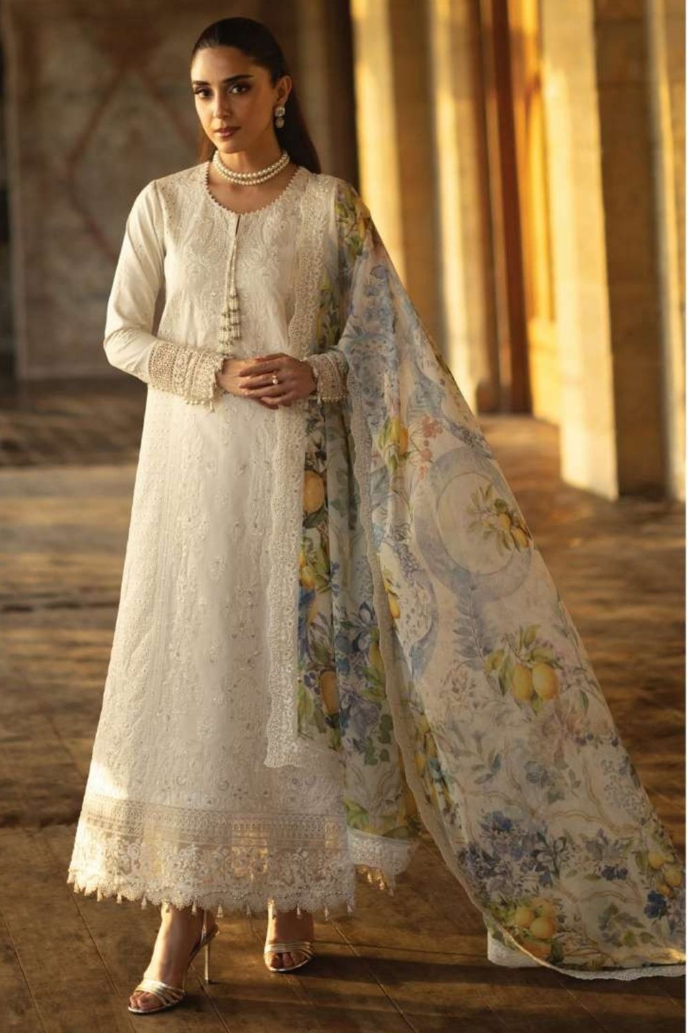 Imrozia | Serene 3 Pc Unstitched Embroidered Lawn Suit  SL-154 Inaya
