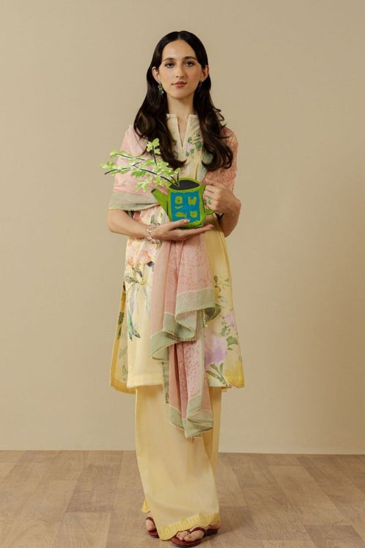 Zara Shahjahan 3 Pc Unstitched  Printed Lawn Suit Avena-3B