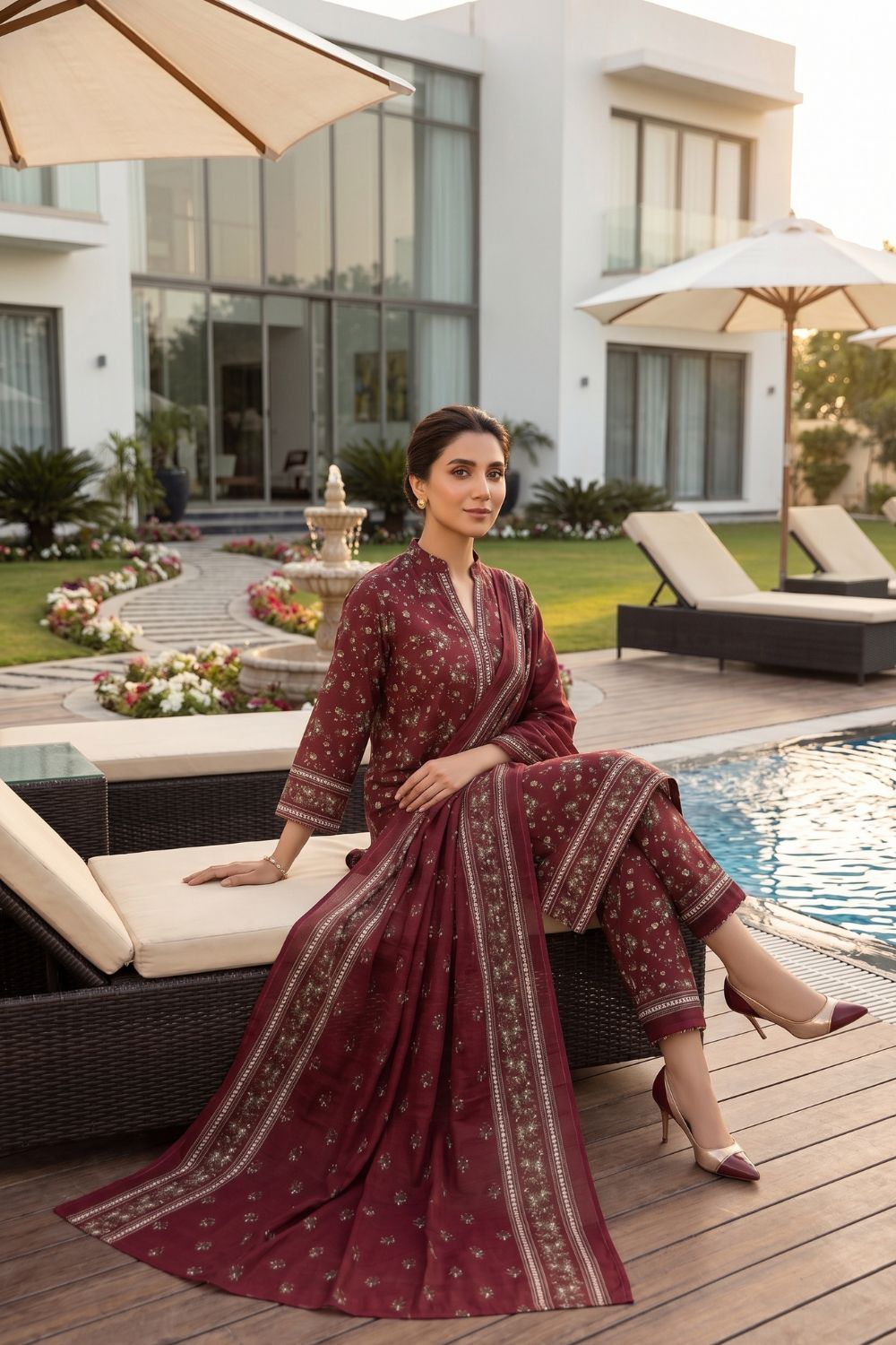 Mushtaq 3Pcs Unstitched Printed Lawn Naaz Collection Desgin - 5