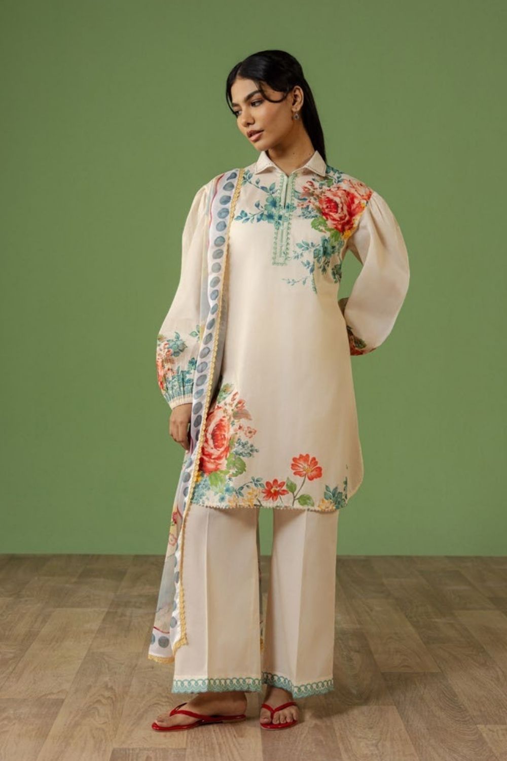 Zara Shahjahan 3 Pc Unstitched  Printed Lawn Suit Celene-4A