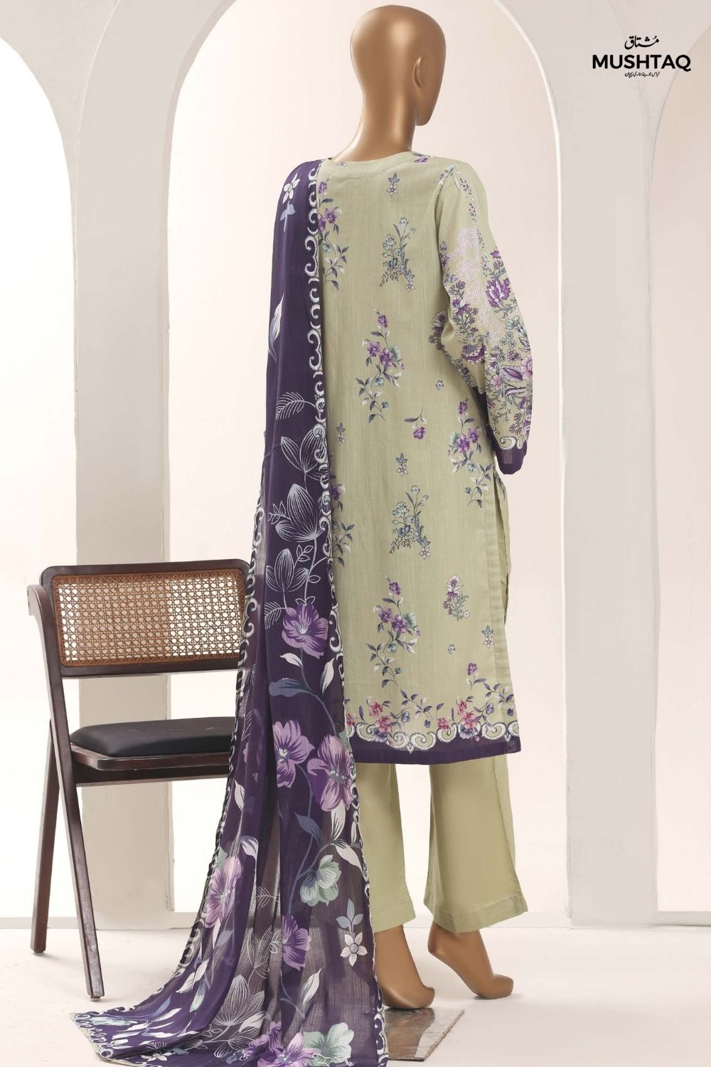 Mushtaq 3Pcs Stitched Printed Lawn Sadabahar Collection Desgin - 7