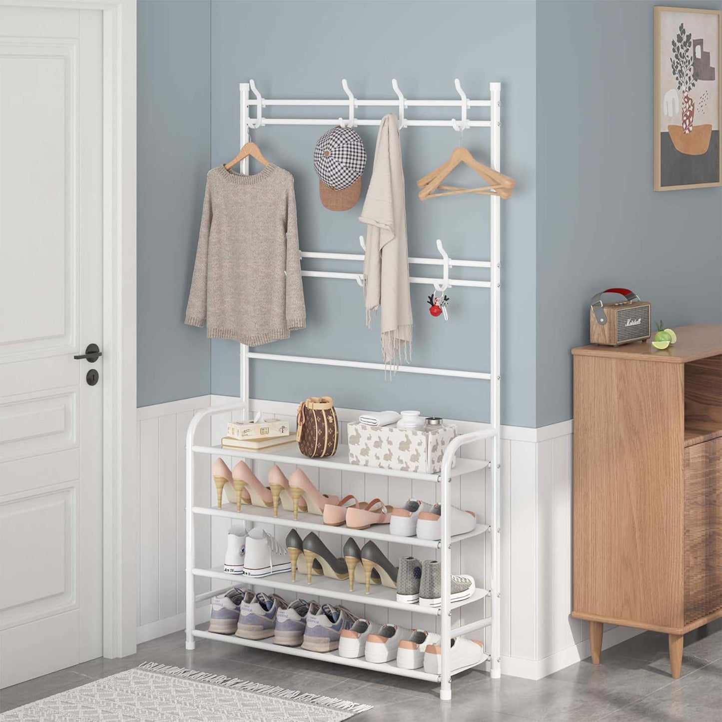 Udear 4 Tier Coat and Shoe Rack