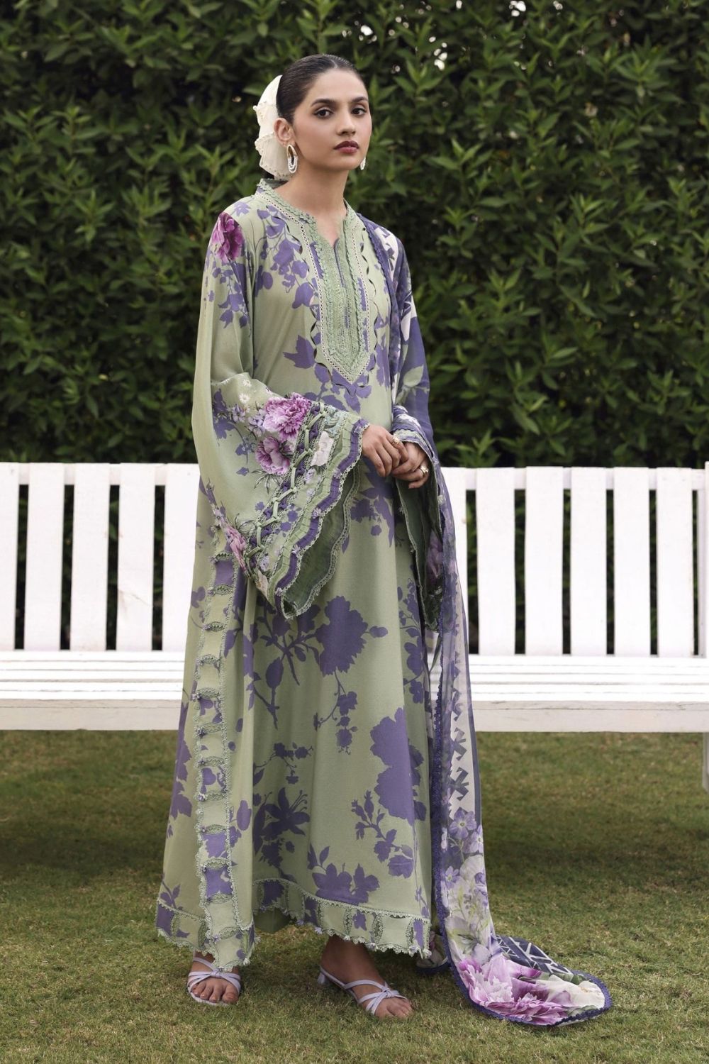 Elaf Premium 3Pc Unstitched Belladore  Printed Chiffon Suit EPA-4B VIENNA