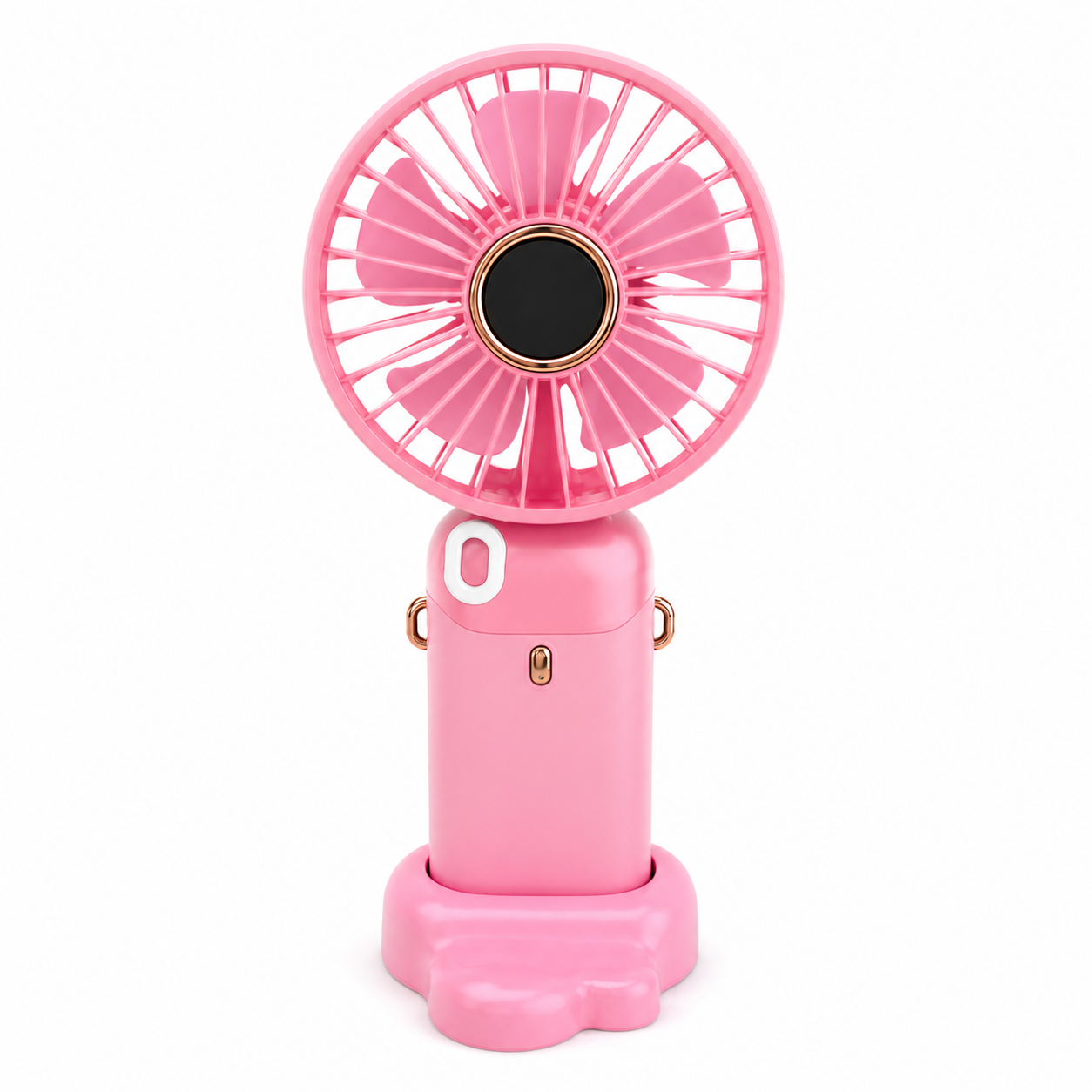 LED Digital Display USB Fan – 90° Foldable Portable Fan with Strap & Removable Cover - Random Color