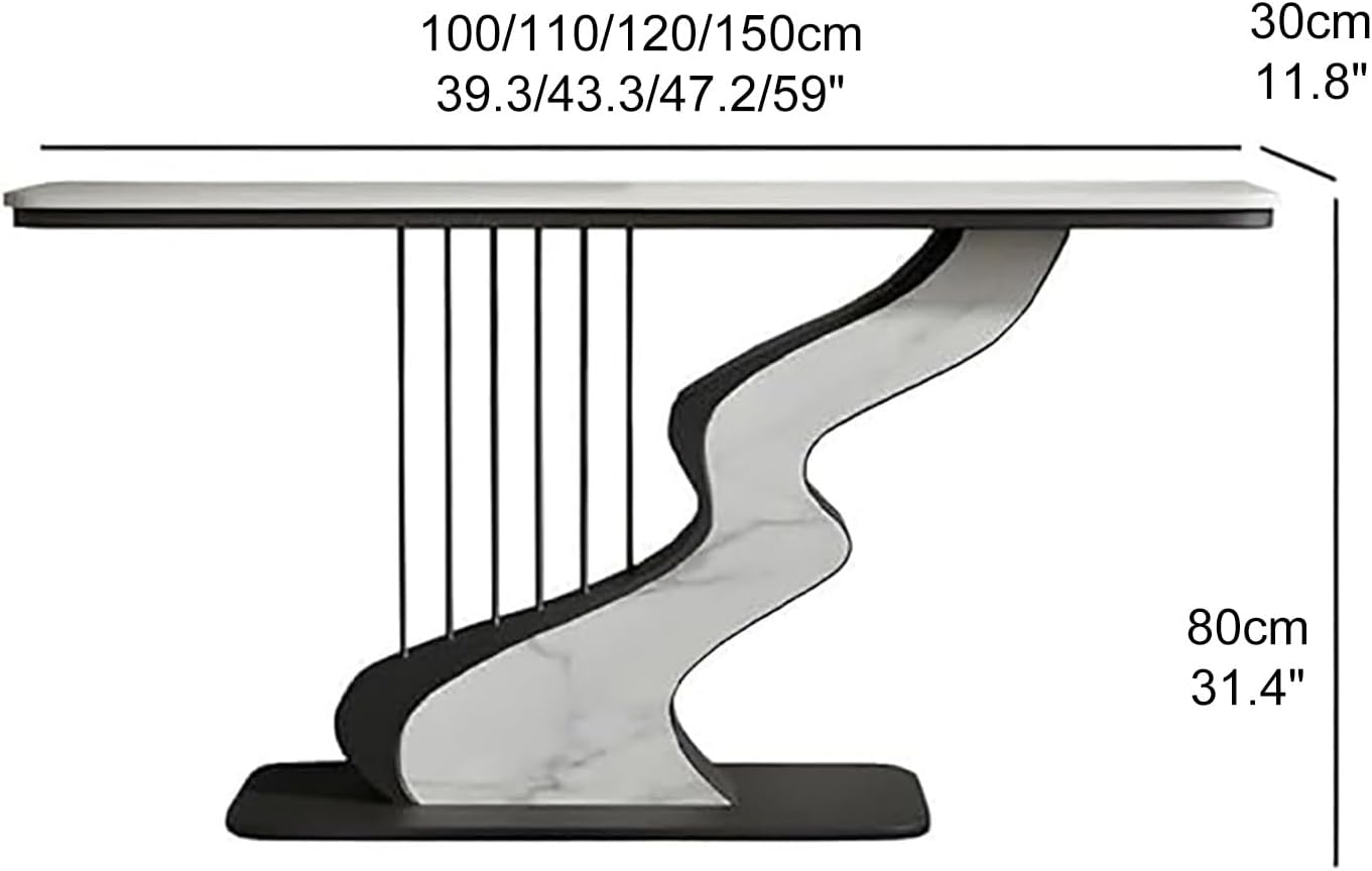 Modern Faux Marble Console Table – Narrow Entryway Sofa Table with Metal Frame (47.2