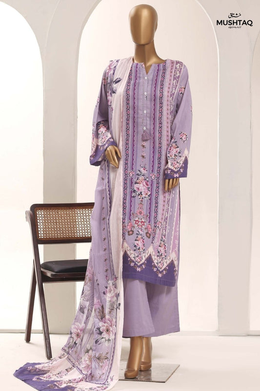 Mushtaq 3Pcs Stitched Printed Lawn Sadabahar Collection Desgin - 8
