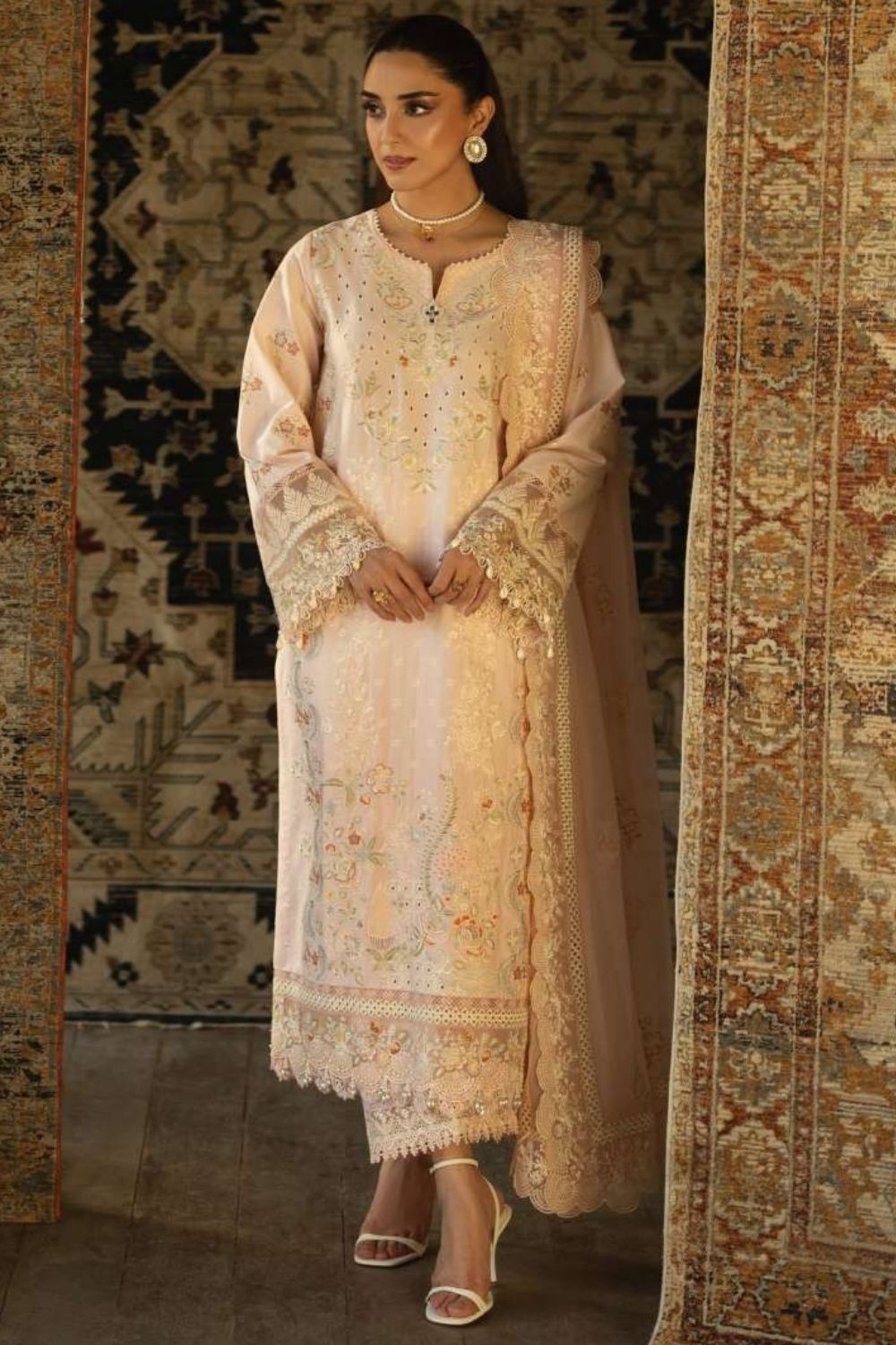 Imrozia | Serene 3 Pc Unstitched Embroidered Lawn Suit SL-155 Zehra
