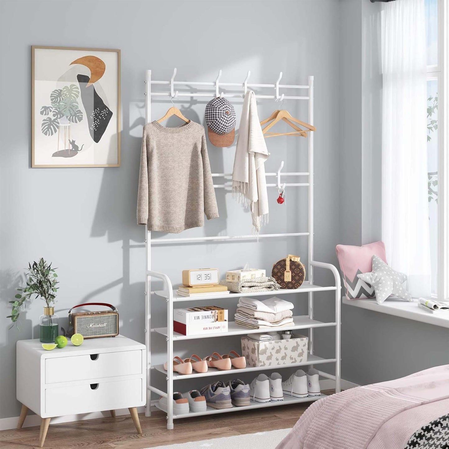 Udear 4 Tier Coat and Shoe Rack