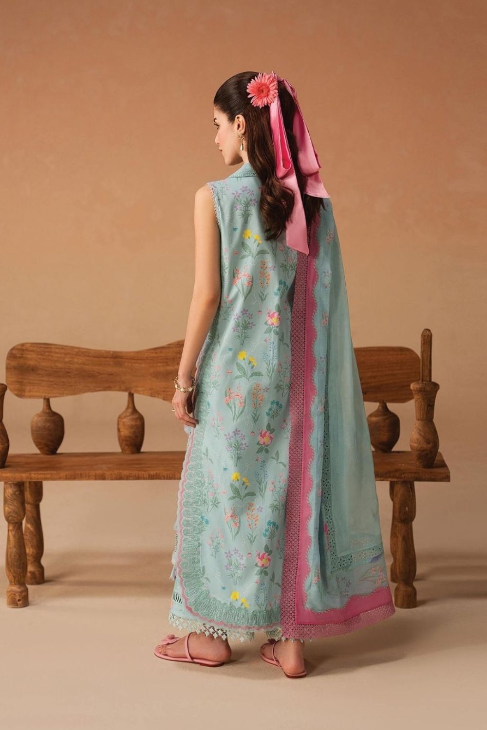 Afrozeh 3 Pc Unstitched Embroidered & Printed Lawn Suit Sunlaced Plum