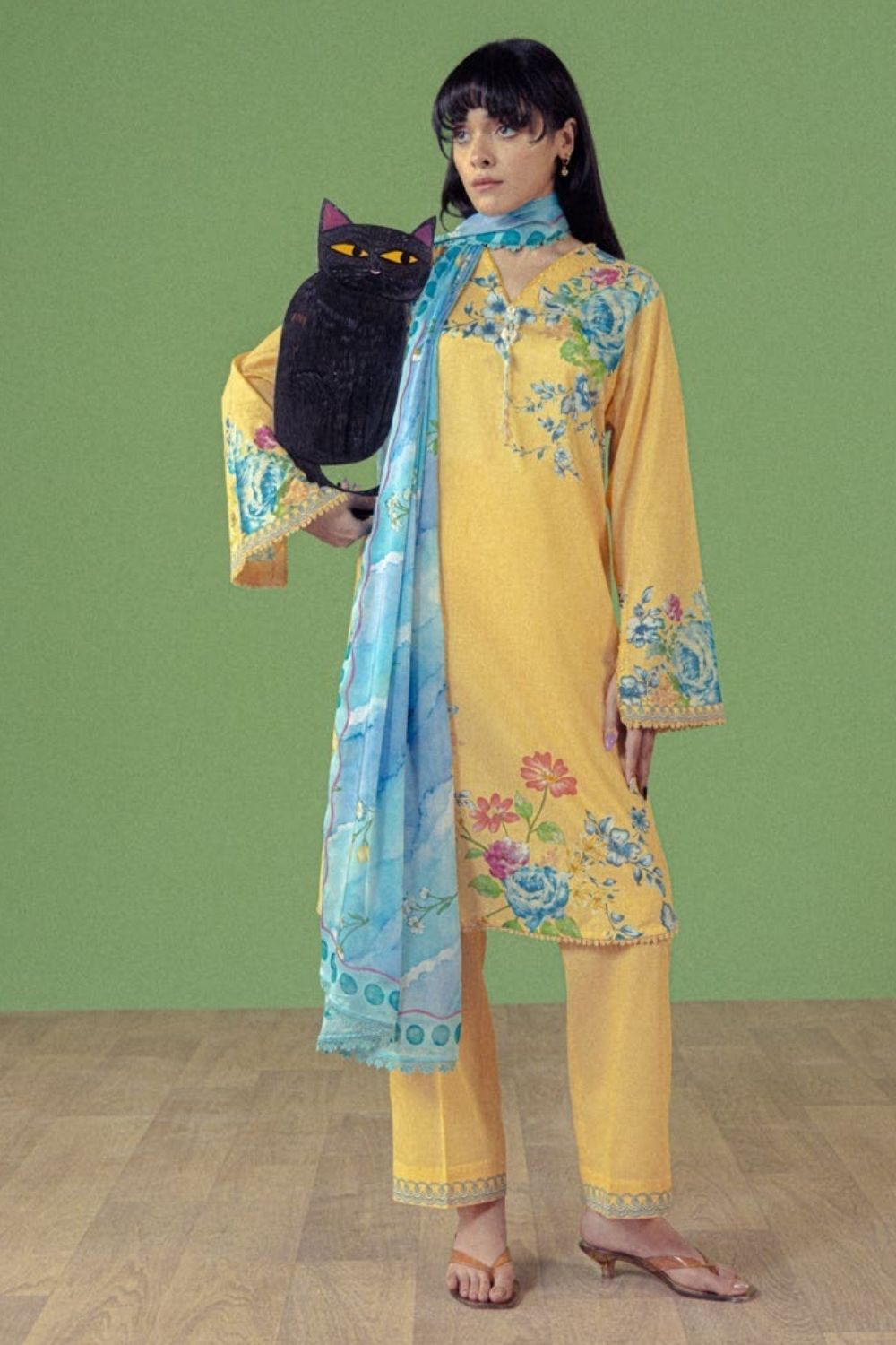 Zara Shahjahan 3 Pc Unstitched  Printed Lawn Suit Celene-4B