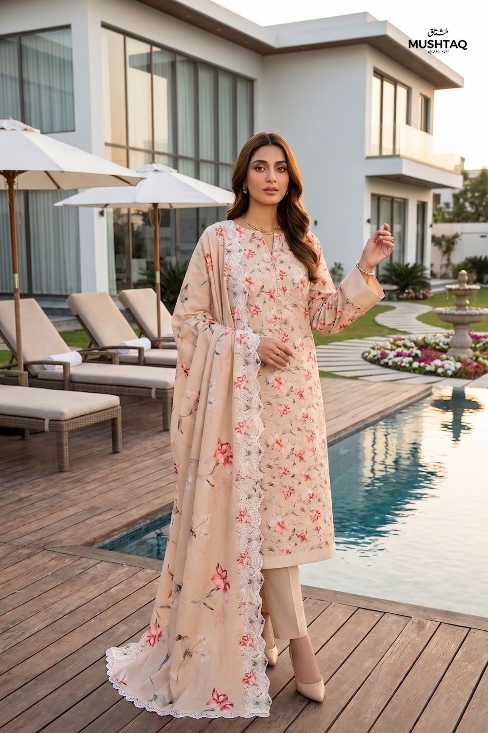 3-Piece Unstitched Printed Lawn Suit with Two-Sided Embroidered Dupatta | Mushtaq Esha Collection – Design 6