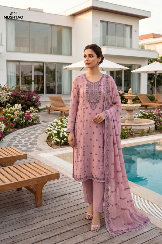 Mushtaq 4PCS Embroidered Chiffon Collection Desgin - 6