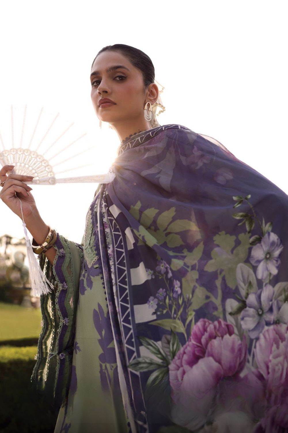 Elaf Premium 3Pc Unstitched Belladore  Printed Chiffon Suit EPA-4B VIENNA