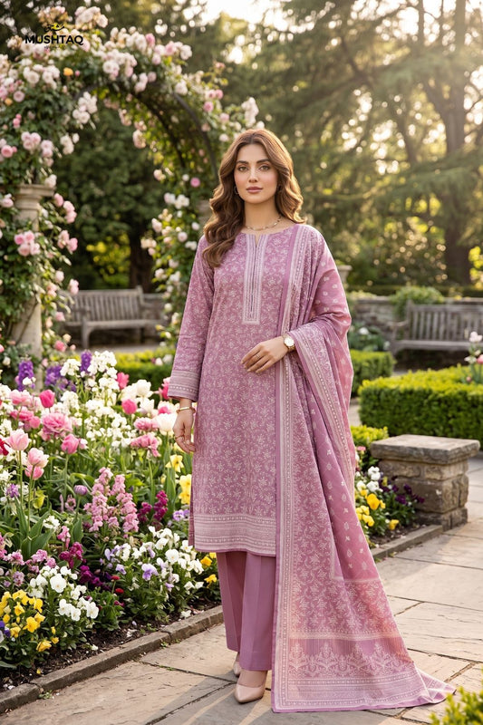 Mushtaq 3Pcs Unstitched Printed Lawn Alveena Collection Desgin - 6
