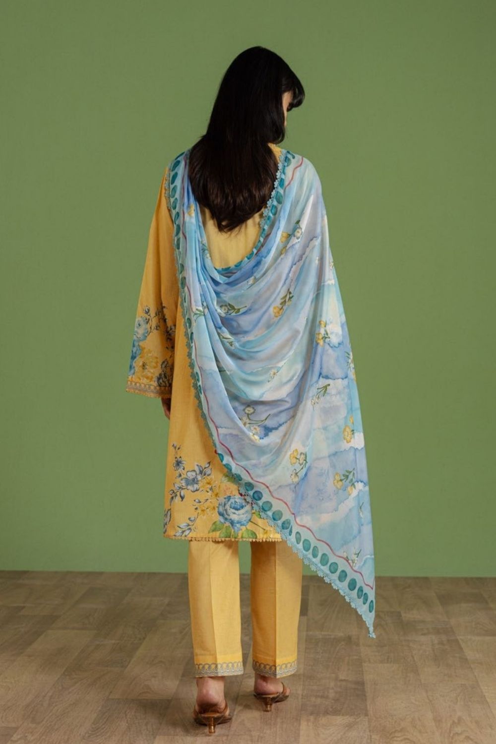Zara Shahjahan 3 Pc Unstitched  Printed Lawn Suit Celene-4B